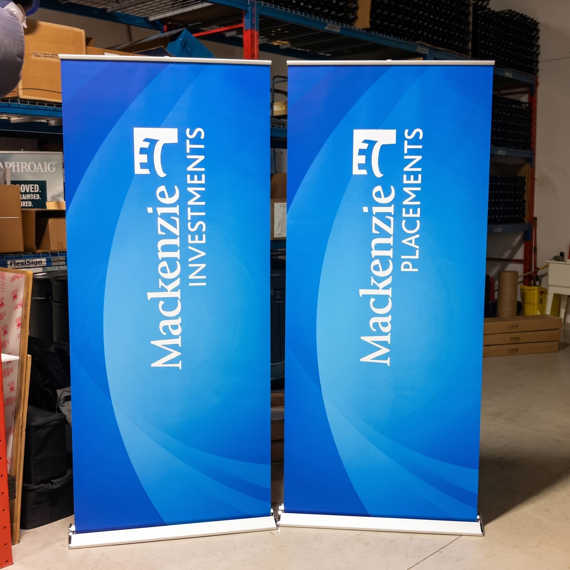 Blade 36 premium banner stand built for Mackenzie Financial