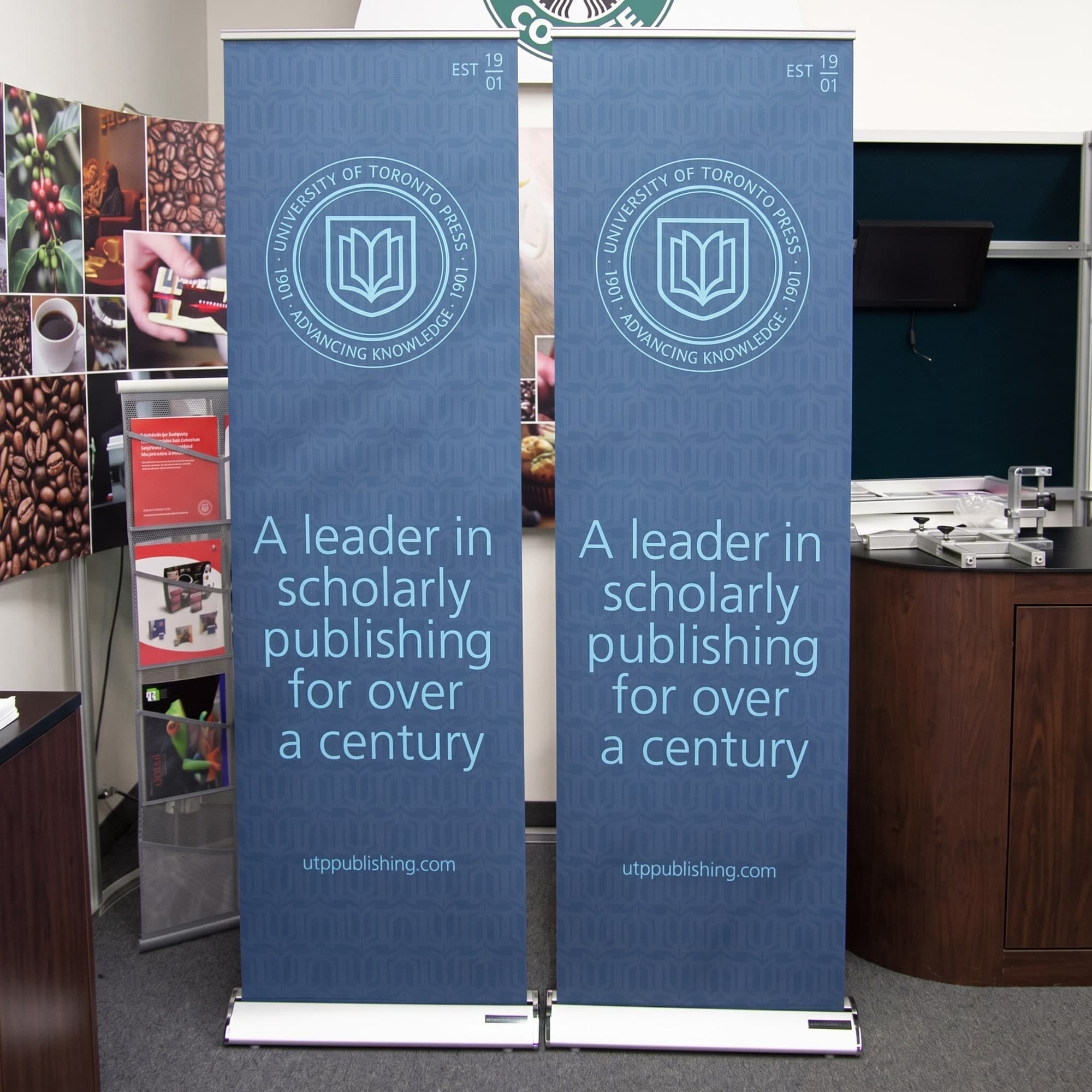 Blade 24 premium banner stand built for University of Toronto Press