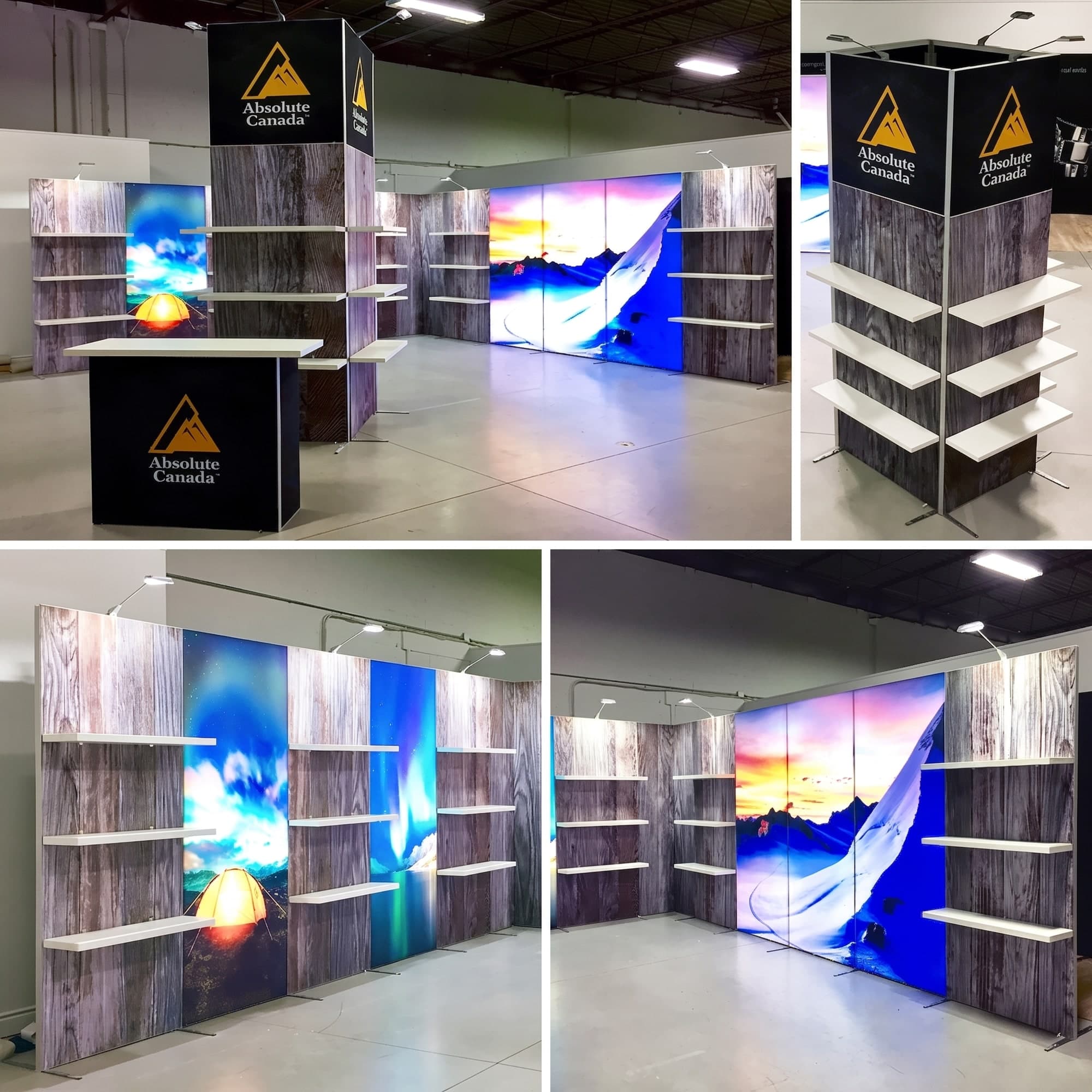 Prodigy modular exhibit in a corner booth configuration