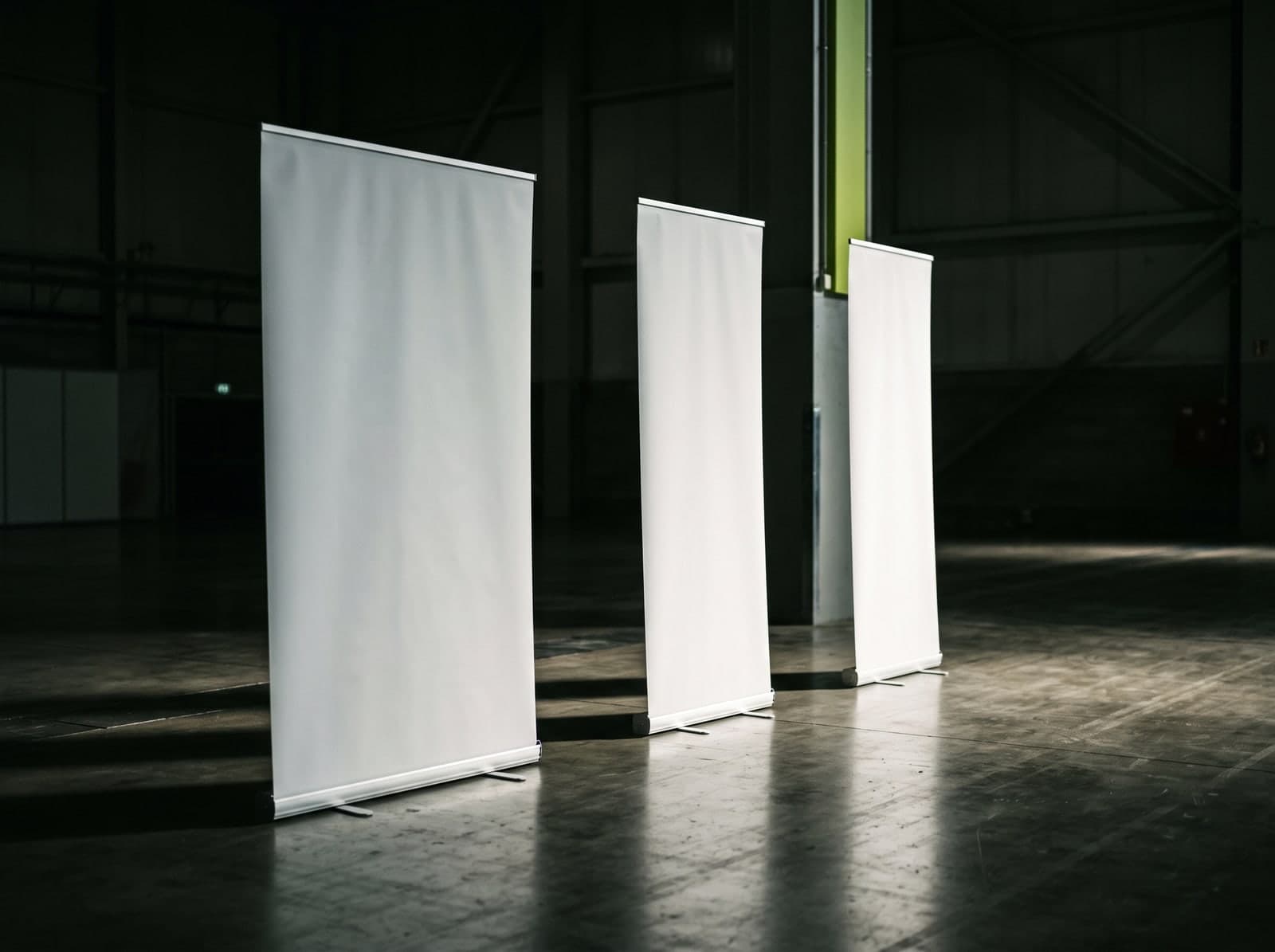 A row of premium retractable banner stands