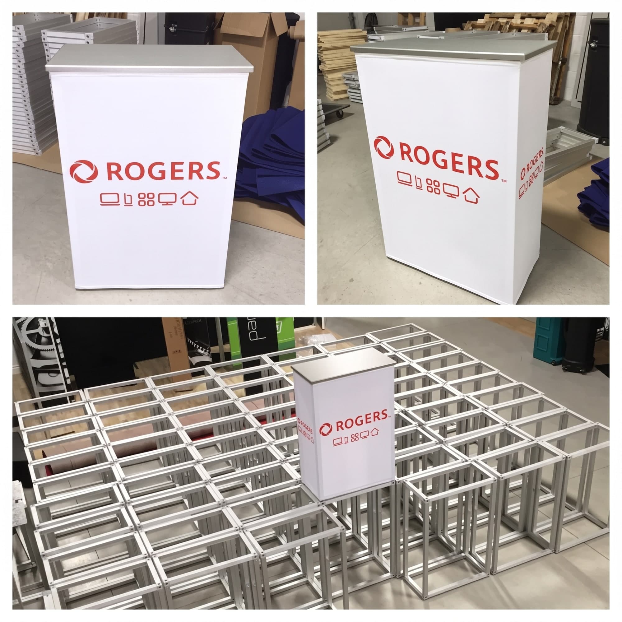 Custom-fabricated branded counter built for Rogers