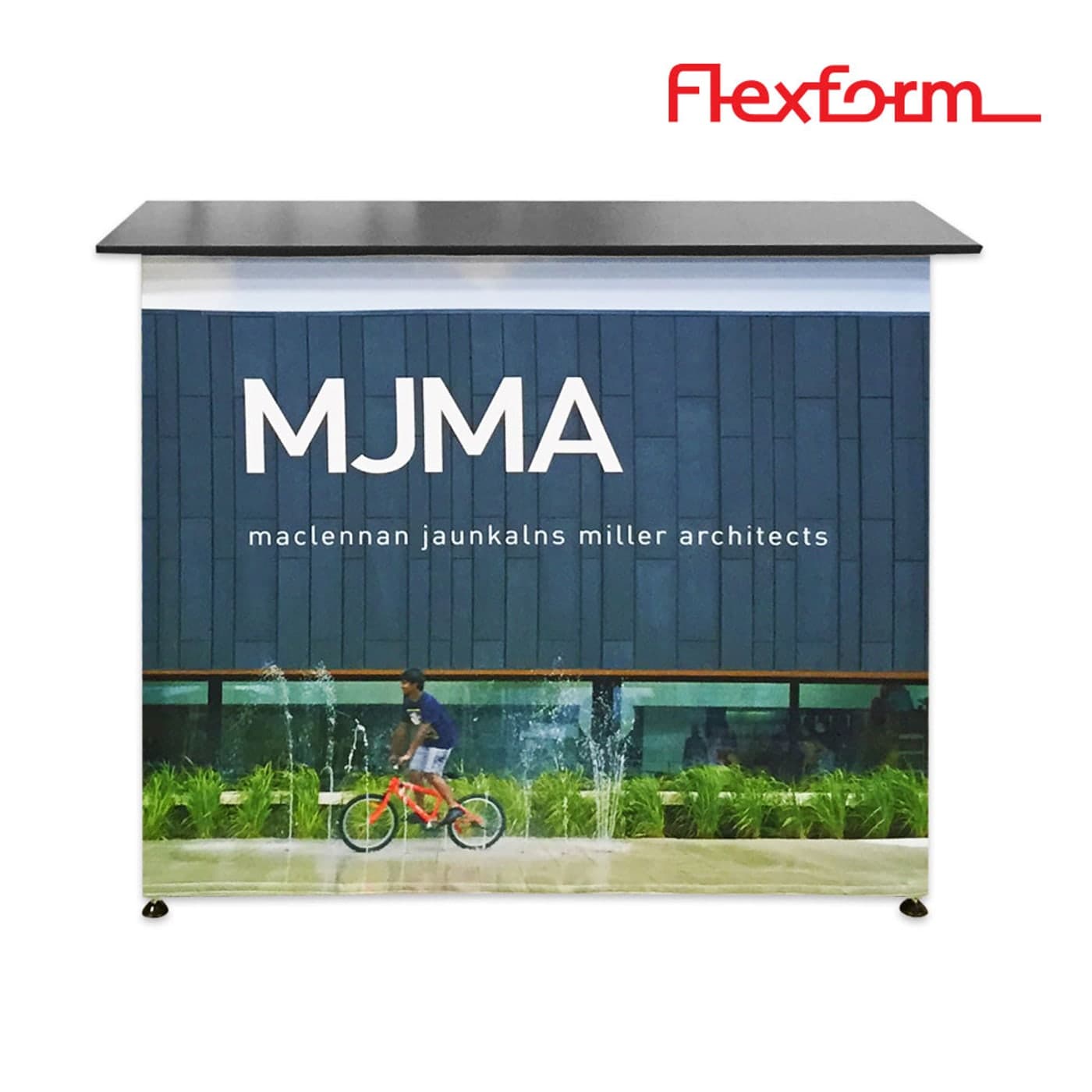 FlexForm portable modular counter with printed fabric panel