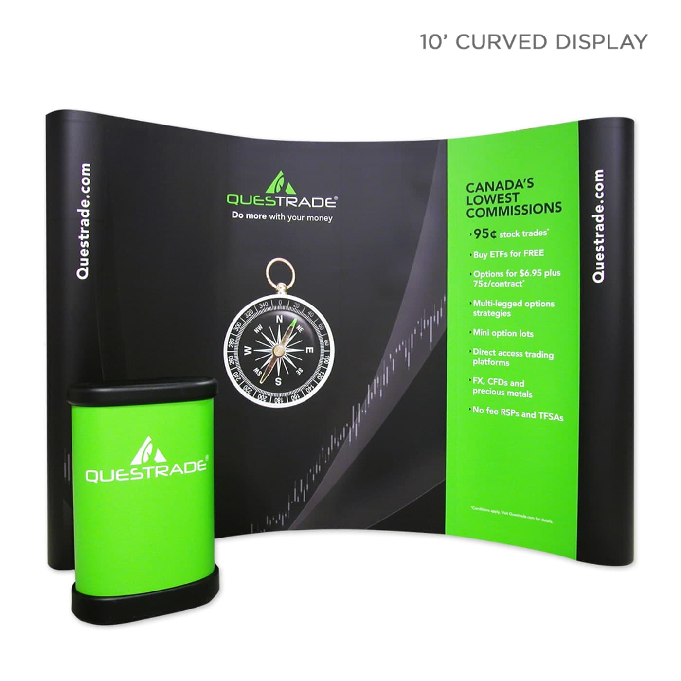 10-foot Coyote pop-up display with magnetic graphic panels