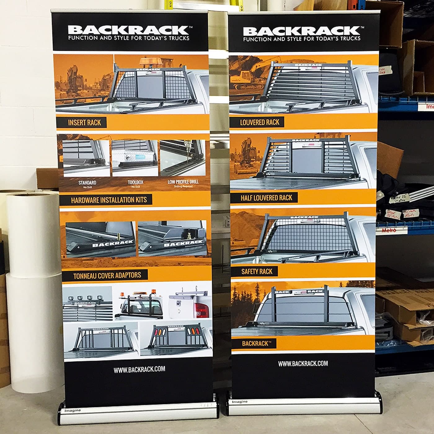Porte-bannière interchangeable Imagine réalisé pour Backrack