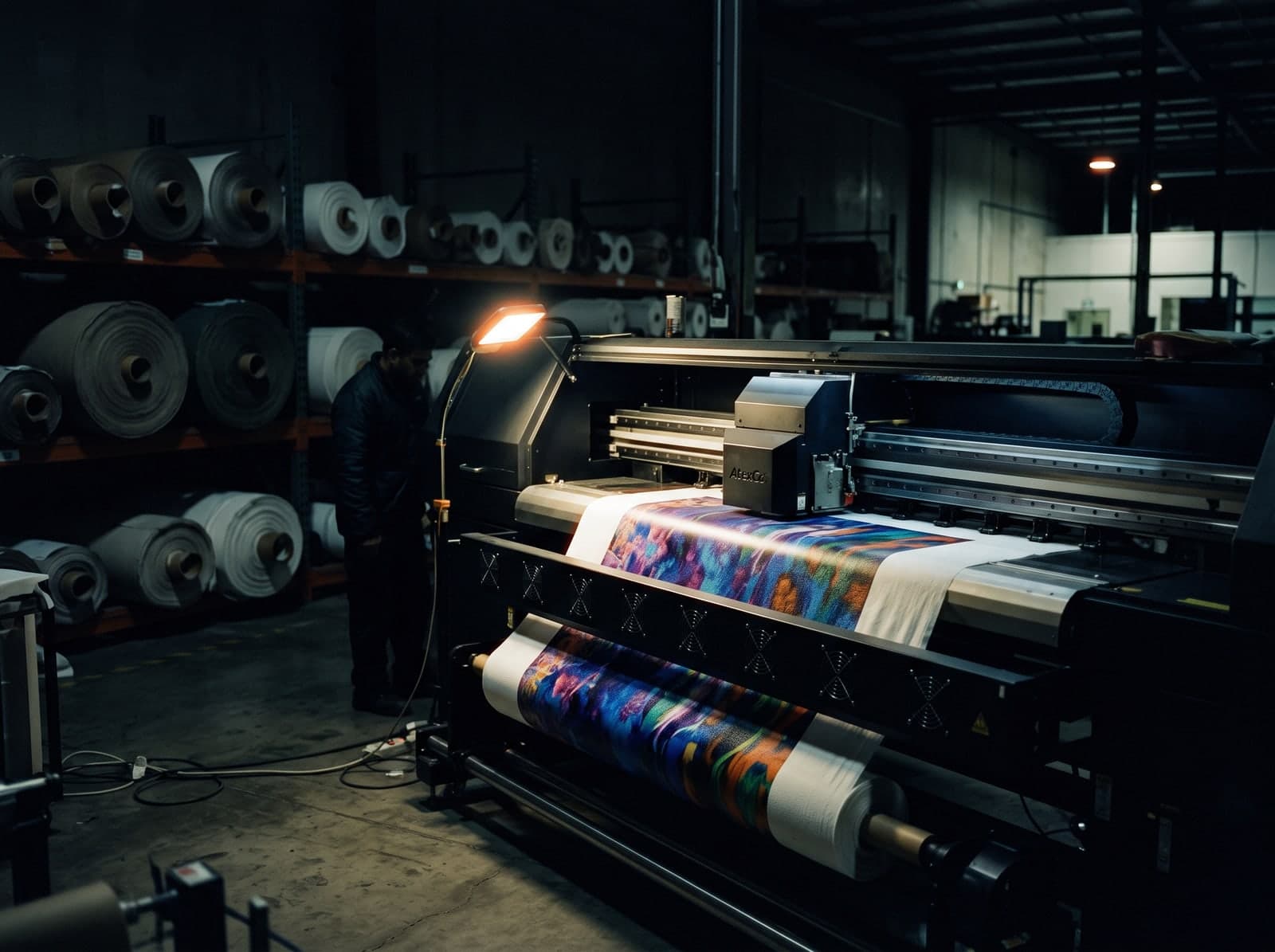 Large-format printing and exhibit fabrication in progress